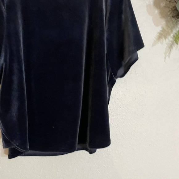 Madewell Velvet Blue Flutter Sleeve Short Sleeve Pullover Top Sz Medium - Picture 5 of 8